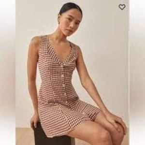 Reformation rilynn dress chestnut check- new!